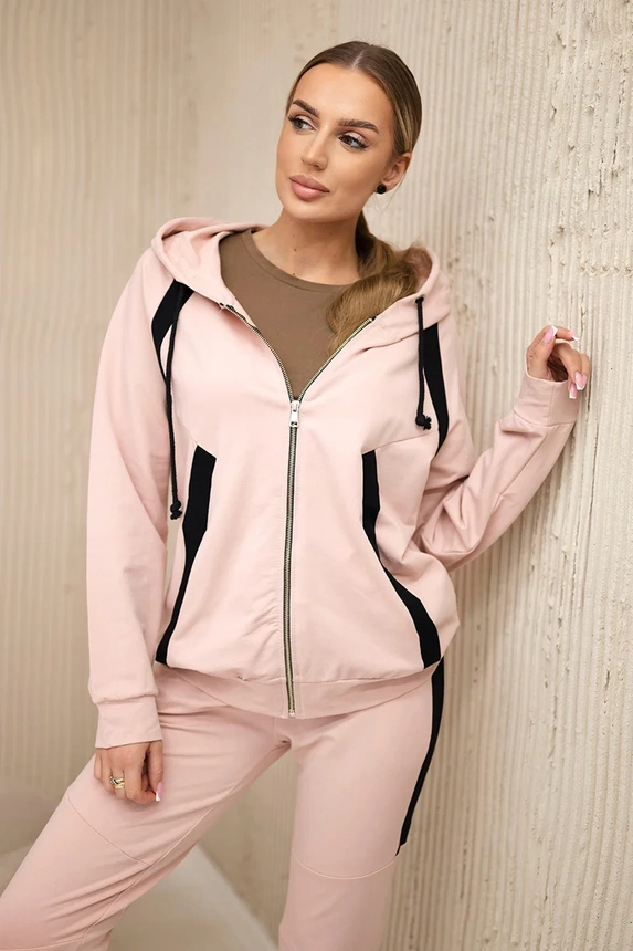 Sports set with stripes dark powdered pink