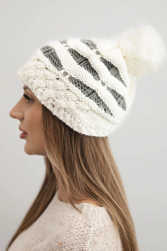 Women's winter wool hat with zirconia K453 graphite