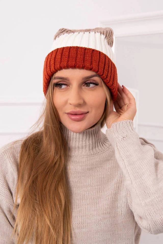 Fleecová čepice Bojana K265 červená+ecru+beige