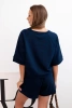 Women's butter set with a short-sleeved blouse and shorts with an elastic band navy blue