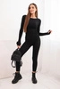 Women's set made of ribbed viscose with long sleeves and leggings black