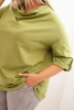 Bluzka damska Plus Size z bawełną o luźnym kroju z dekoltem wodnym oliwkowa