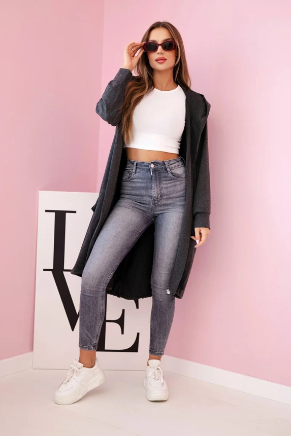 Oversize-Cape mit Kapuze in Graphit