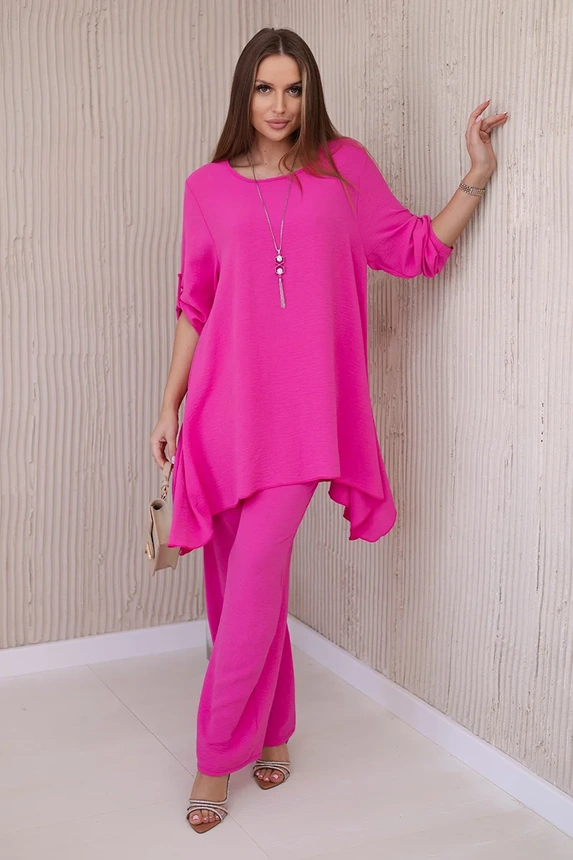 Set Bluse + Hose mit Anhänger Fuchsia