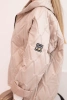 Women's quilted jacket with a hood dark beige