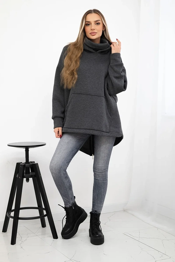 Insulated sweatshirt with a zipper at the back graphite
