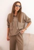 Damen Komplett mit Kapuzenpullover und Hose mit Gürtel fango masełkowy