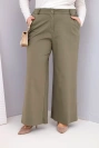 Damenhose Plus Size mit weitem Bein und hohem Bund khaki