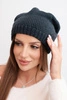 Women's winter hat with ears and ribbed knit K440 graphite