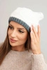 Women's winter hat made of wool with a woven pattern K443 white