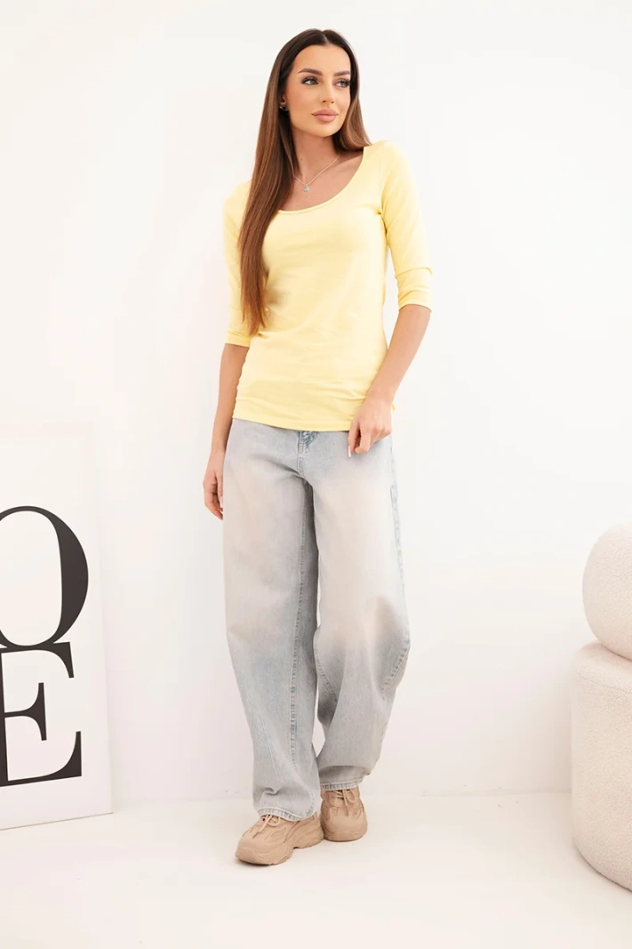 Bluse mit rundem Ausschnitt gelb