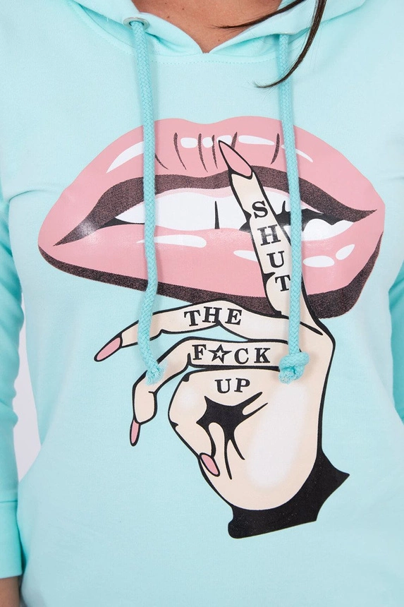 Dress with longer back and colorful print mint