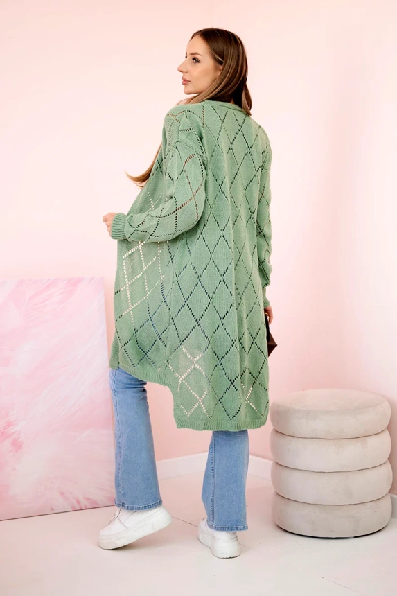 Sweter z geometrycznym wzorem ciemny miętowy