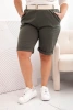 Medvilninės moteriškos šortai Plus Size su diržu chaki