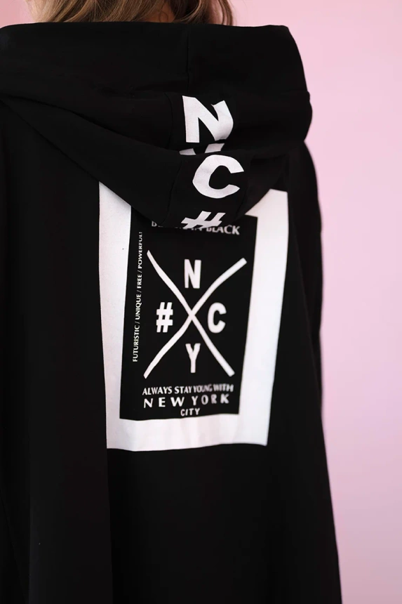 Cape with a hood oversize black