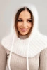 Women's hooded cap with a delicate weave and drawstrings white