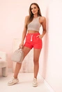 Women's cotton shorts with elastic and a tie at the waist raspberry
