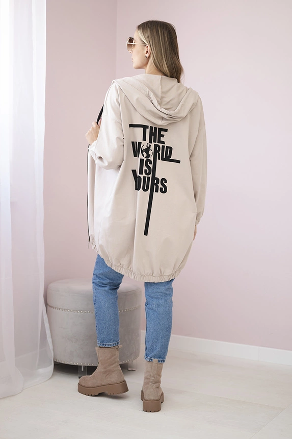 Bedrucktes Sweatshirt 'Die Welt gehört dir' hellbeige