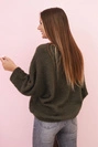 Loose-fit women's mohair sweater with a V-neck khaki