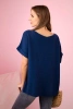 Musselin-Bluse mit Halskette marineblau