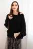 Damenensemble mit einem Wollpullover und einem Viskosekleid schwarz