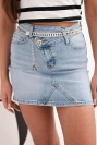 M.Sara mini denim skirt with chain blue