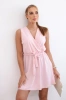 Расклешенное платье, завязанное на талии пудрово-розовый