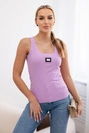 Striped blouse with metal plate purple