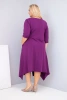 Plus Size women's cotton dress with an asymmetrical hem dark purple