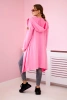 Long cardigan with hood light pink