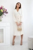 Dress tied with a pleated hem light beige