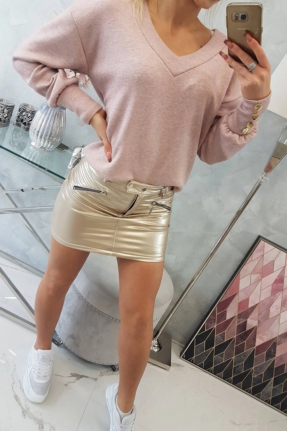 Skirt with decorative zippers beige