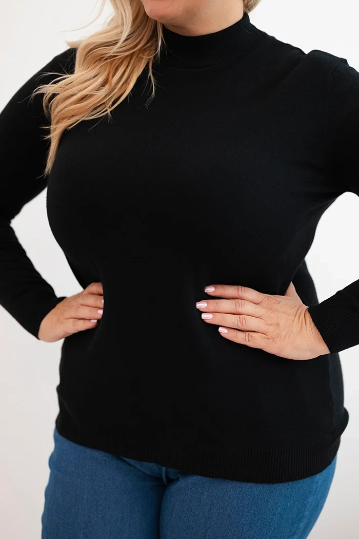Women's Plus Size Viscose Sweater with Turtleneck black