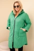 Dámská zimní prošívaná bunda Plus Size s kapucí světle zelená
