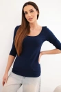 Bluse mit rundem Ausschnitt dunkelblau