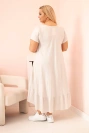 Dámské šaty plus size s krátkým rukávem a volánem z lehké viskózy béžová