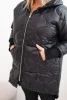 Women's Plus Size quilted winter jacket with a hood black