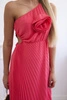 Plisseekleid mit Blume rosa neon