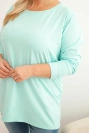 Plus Size women's cotton blouse with a round neckline mint