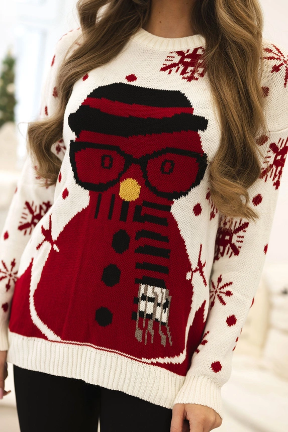 Christmas sweater with a snowman ecru