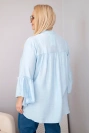 Viskose-Plus-Size-Damenbluse mit Volantärmeln und V-Ausschnitt blau