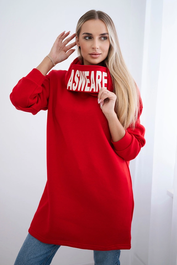 Padded sweatshirt with hood red