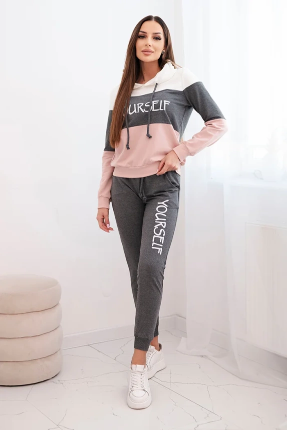 Deinselbst ecru+graphit bedrucktes Set