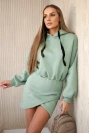 Pašildyta suknelė su vokeliu apačioje tamsiai mėtų spalvos