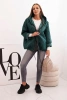 Women's quilted jacket with a hood dark green
