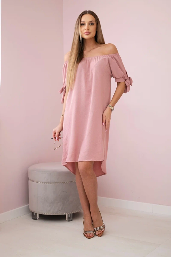 Kleid an den Ärmeln gebunden dunkles Puderrosa