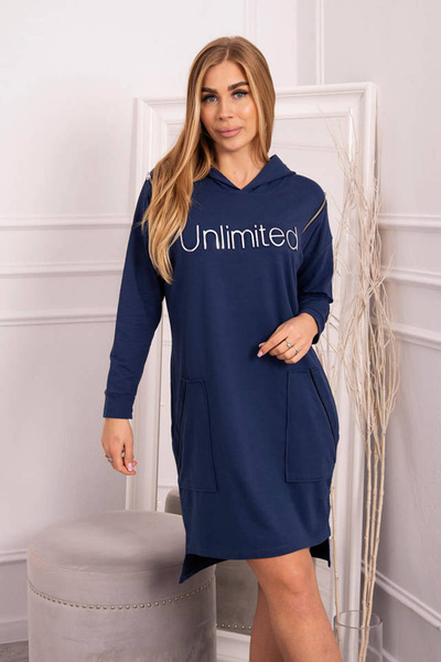 Платье с надписью unlimited джинсовый цвет