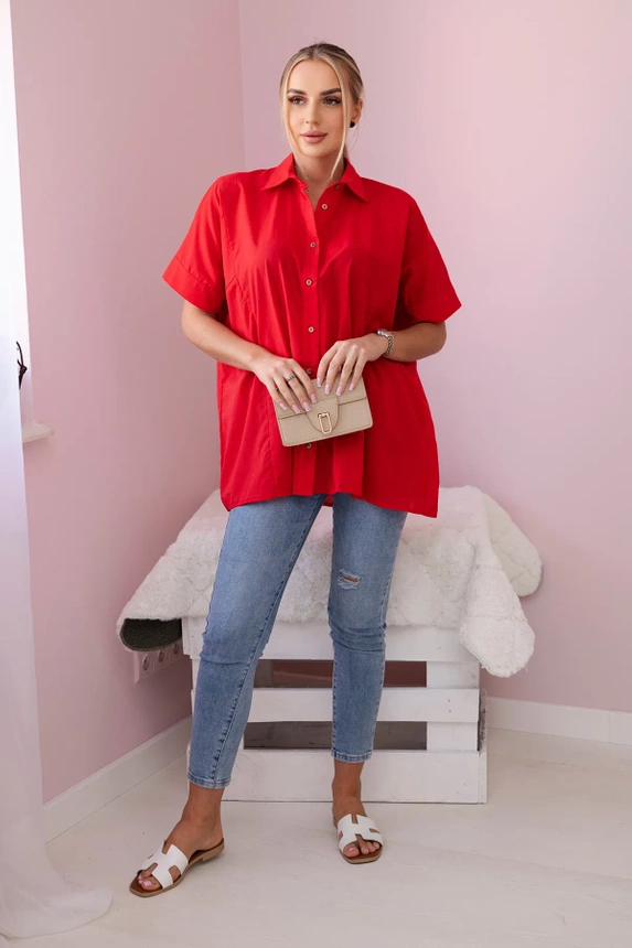 Medvilniniai marškiniai trumpomis rankovėmis raudonas