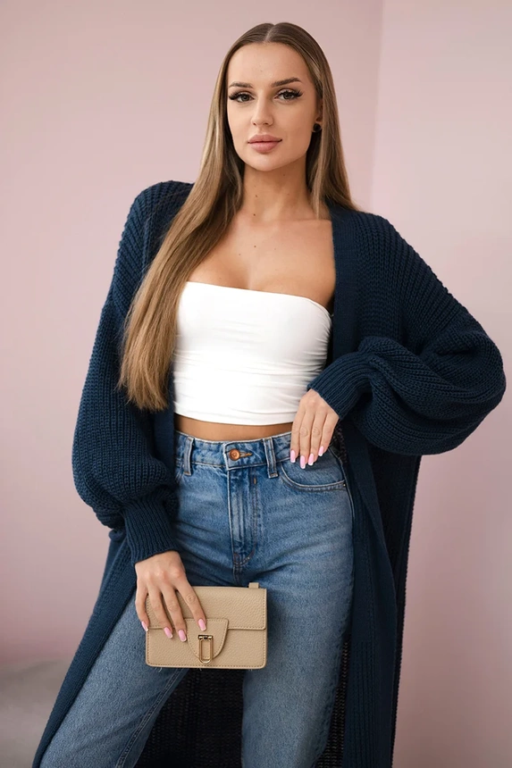 Pullover lange Strickjacke Dunkler Denim