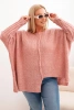 Damenpullover Plus Size aus Acryl mit lockerer Passform und 3/4-Ärmeln dunkelrosa